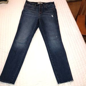 Madewell 10”HighRise button front skinny crop jean